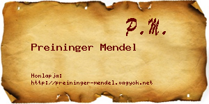 Preininger Mendel névjegykártya